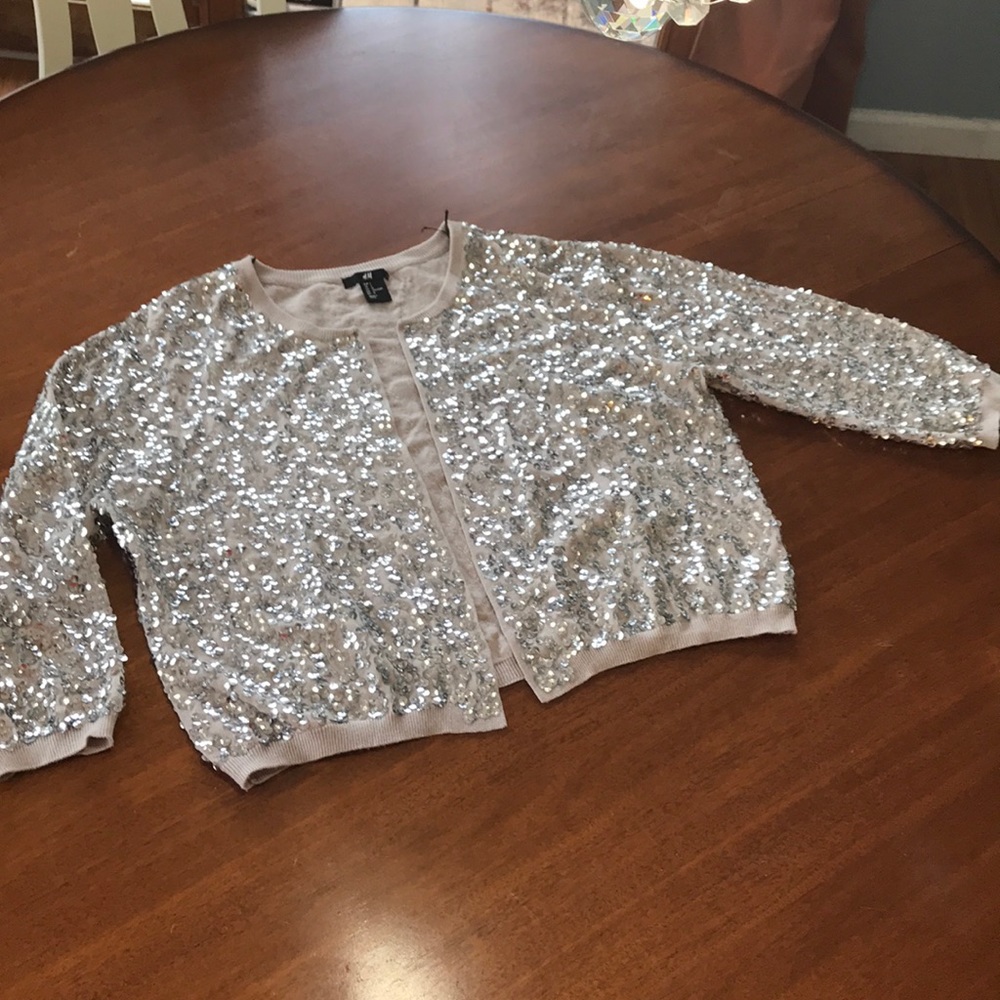 H&M silver sequins cardigan size L